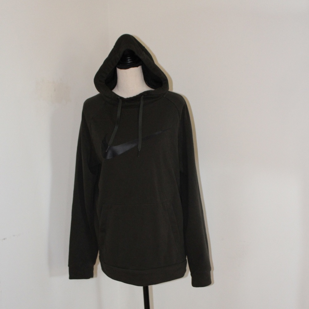Nike, Dark Green Hoodie with Black Accent UNISEX lightweight